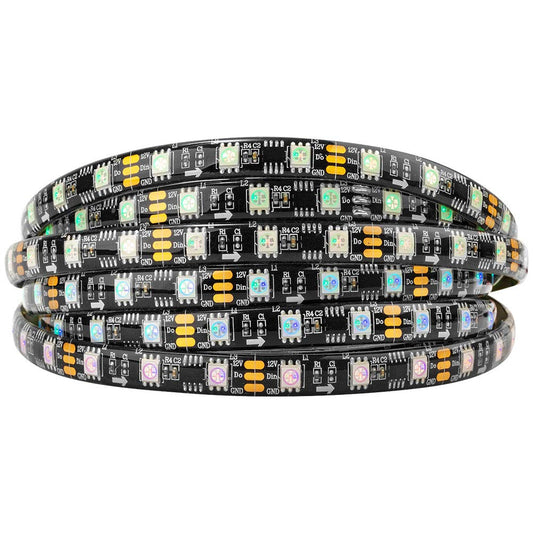 BTF-LIGHTING WS2811 Addressable LED Strip Ultra Bright 5050SMD RGB 60LED/m 20Pixels/m Multi-Colored Light Total 300LED 100Pixels 16.4FT DC12V IP65