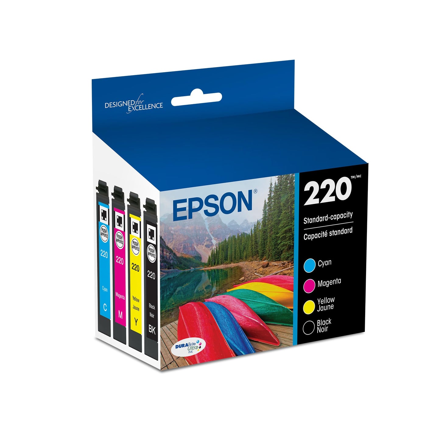 Epson 220 DURABrite Ultra Ink Standard Capacity Black & Color Cartridge Combo Pack (T220120-BCS) Works with Workforce WF-2630,2650, 2660, 2750, 2760
