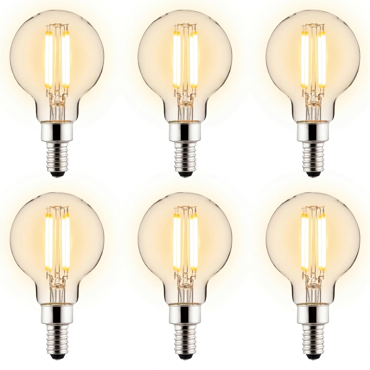 Sunlite 81145 LED G16.5 Filament Style Globe Light Bulb, 6 Watts (60W Equivalent), 500 Lumens, 120V, Dimmable, Candelabra Base (E12), 90 CRI, UL