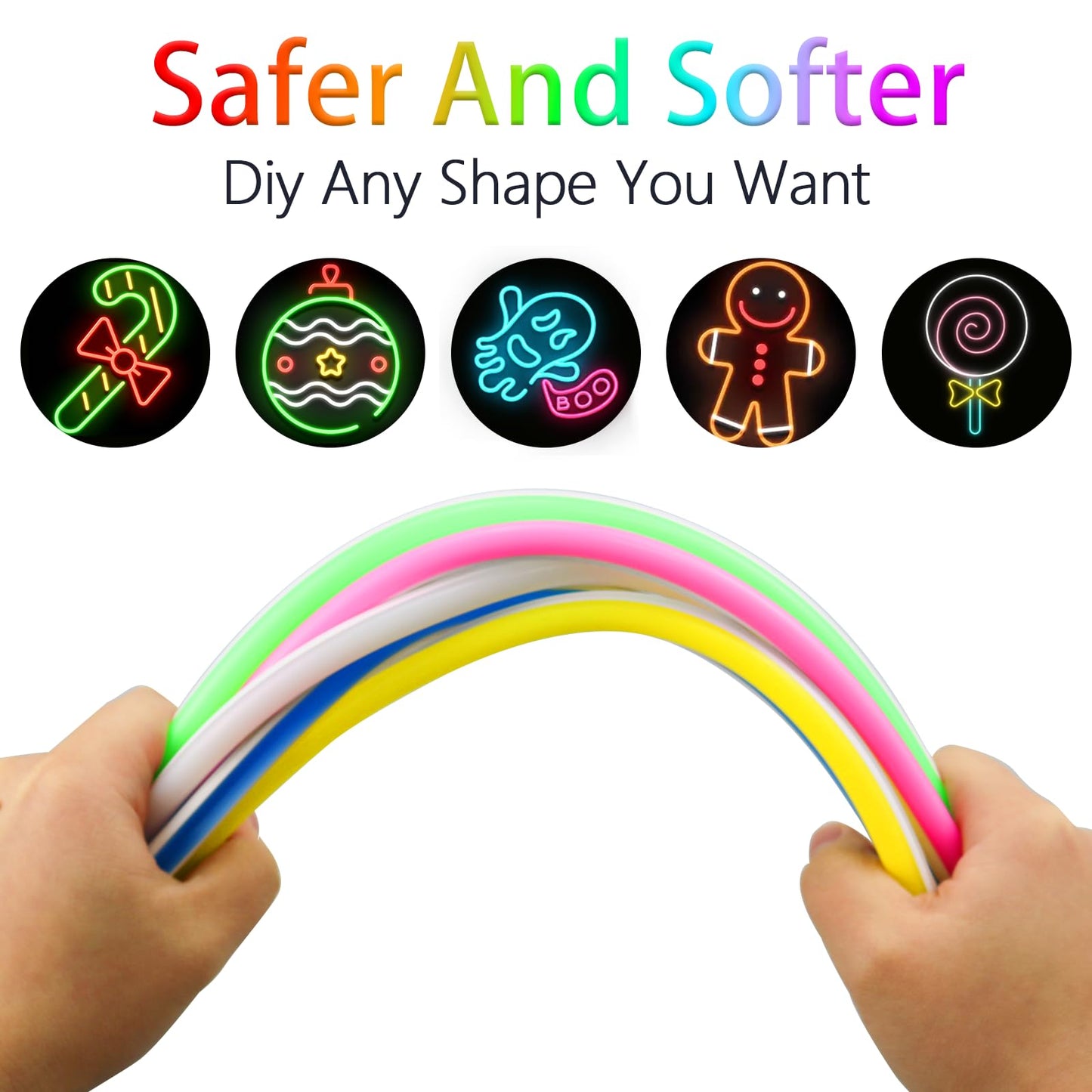 Floatlive 16.4ft Silicone LED Strip Channel Diffuser, Flexible Waterproof Neon Rope Strip Light Tube for 8mm LED Strip Lights, for Neon Rope DIY Wall