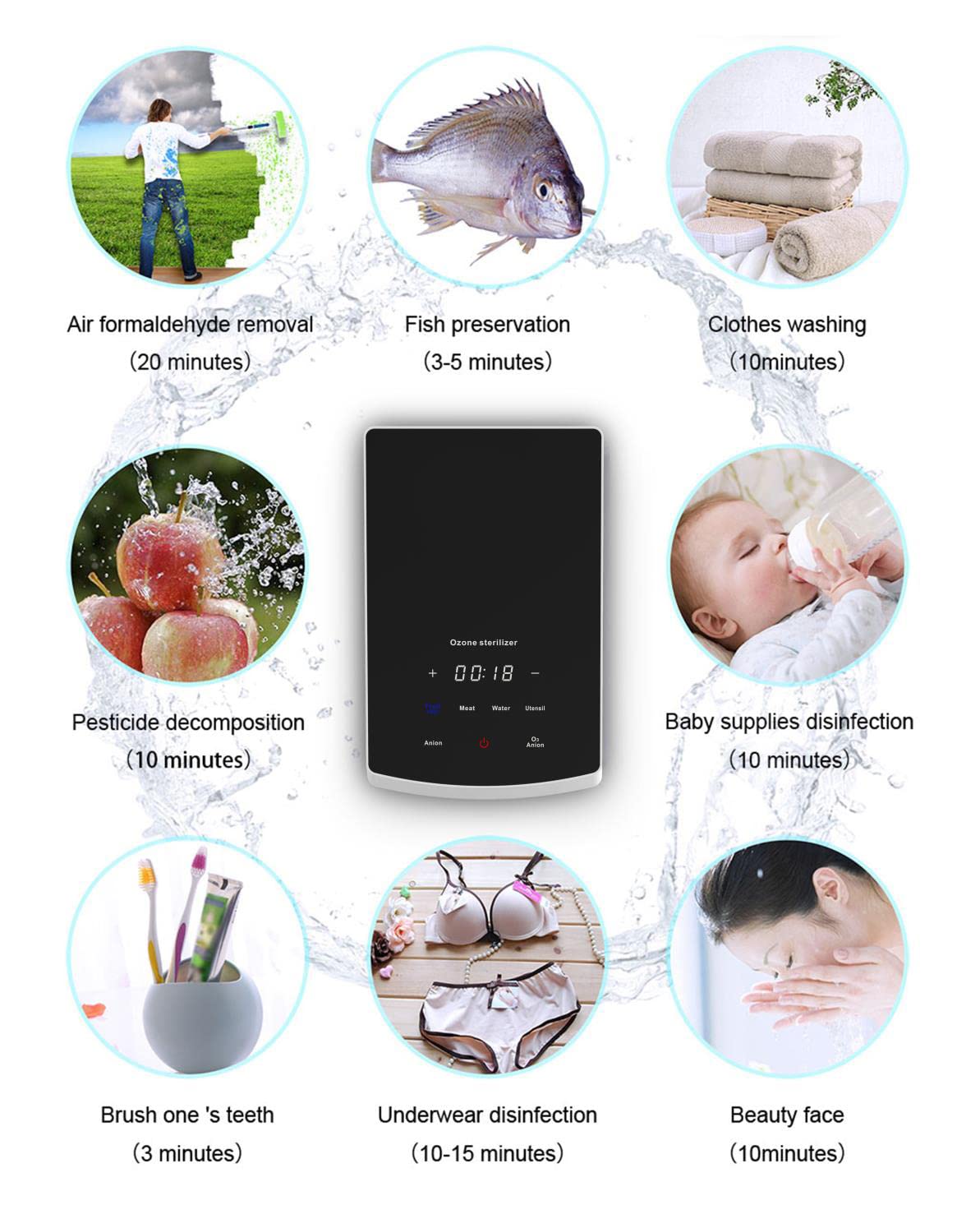 OdorStop OSAWS Portable Air and Water Ozone Generator & Sterilizing System with Timer and 2 Diffuser Stones