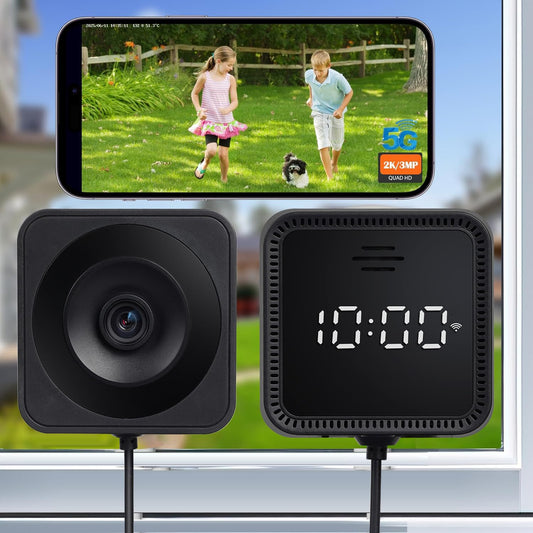 Zoall 3MP/2K Magnetic Window Camera for Home- 5G&2.4GHz WiFi Wireless Indoor/Outdoor Security Cameras with Full-Color Night Vision, Real-Time Clock