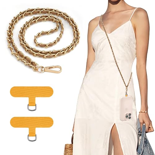 TiMOVO Metal Phone Lanyard Strap for iPhone 16/15 and Most Smartphones, Universal Anti-Theft Crossbody Chain Neck Holder, Khaki