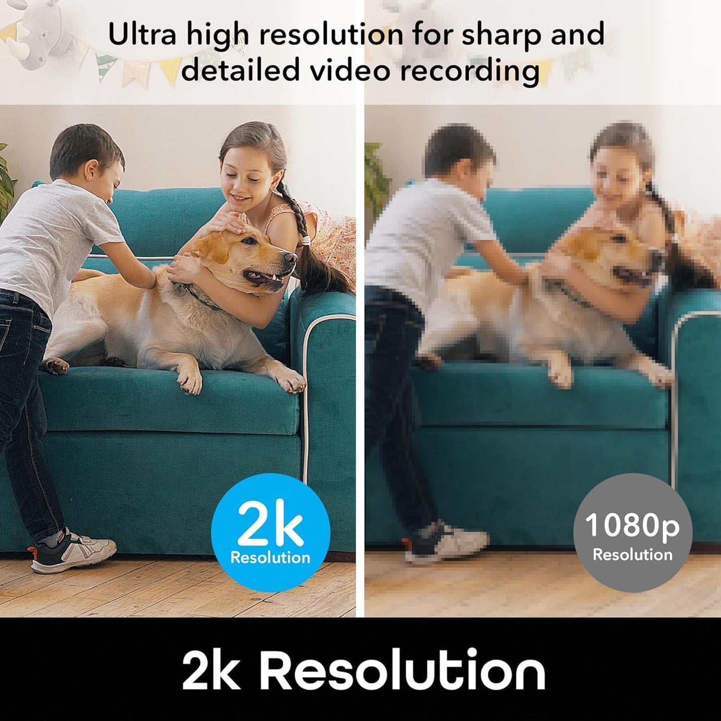 Geeni Vision 2K Quad HD Smart Indoor Camera with Flexible Stem, Compatible with Alexa and Google Home
