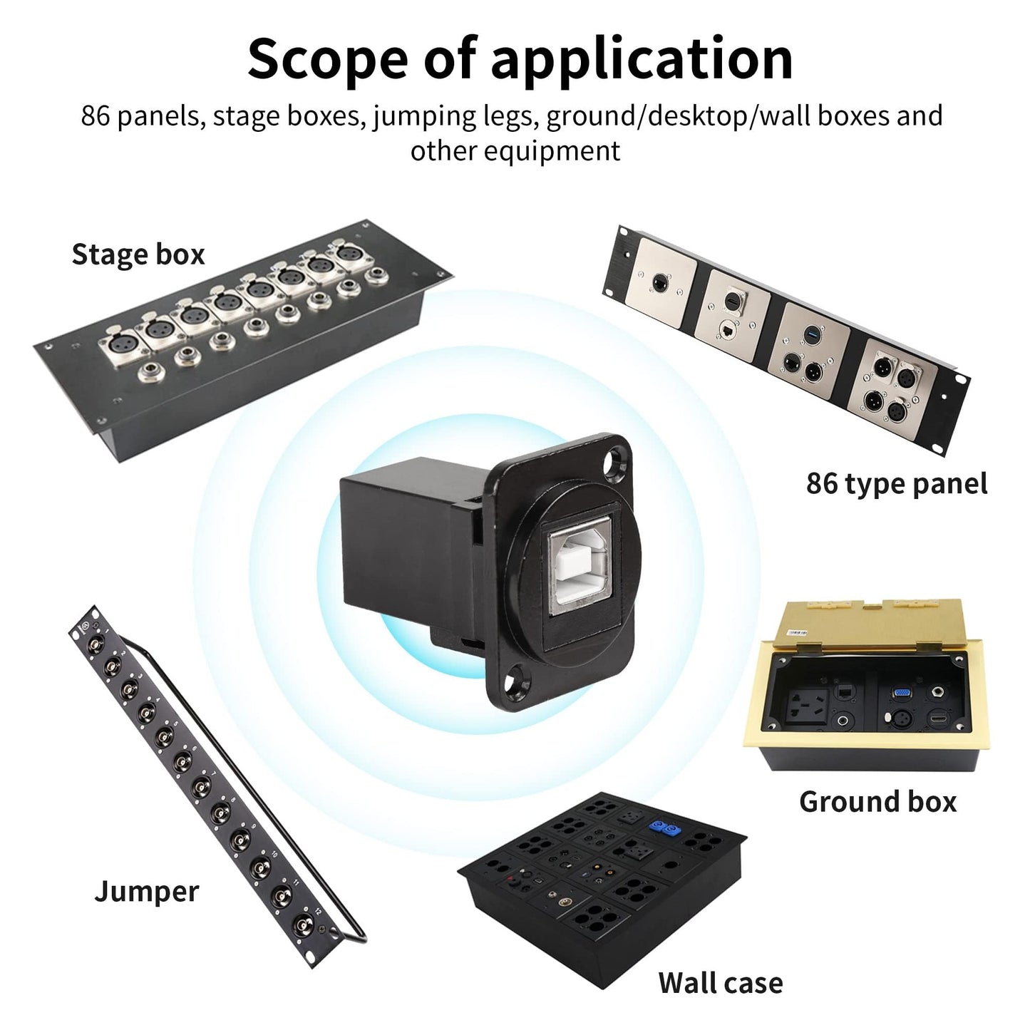 QIANRENON D-Type USB B 2.0 Panel Mount Solderless Connector, USB Type B Female to Female Coupler Socket Panel Mount Pass Through Adapter Fixed Panel…