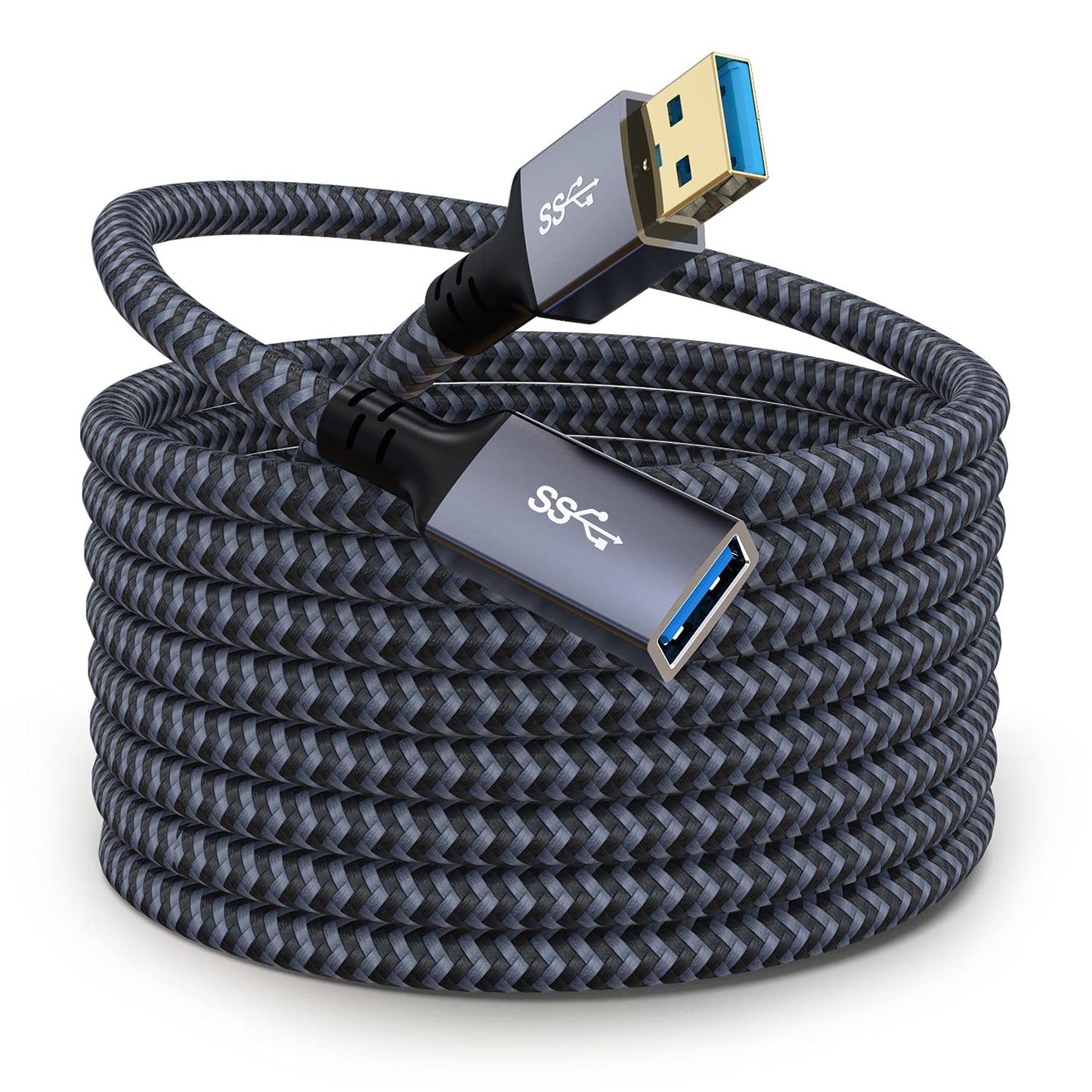 Hisatey USB Extension Cable 20 ft- USB3.0 Extension Cable,Durable Braided Design Type A Male to Female USB Extender for Printer,Keyboard,Mouse,Flash