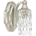 Capital Lighting 8521AS-CR Blakely Luxe K9 Crystal Wall Sconce, 1-Light 60 Watt, 8" H x 5" W, Antique Silver