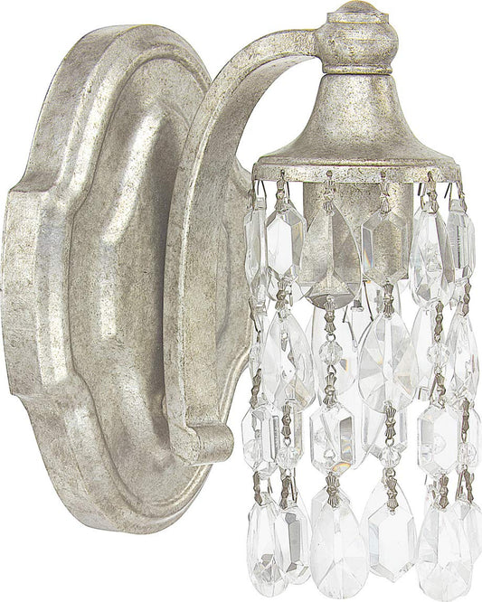 Capital Lighting 8521AS-CR Blakely Luxe K9 Crystal Wall Sconce, 1-Light 60 Watt, 8" H x 5" W, Antique Silver