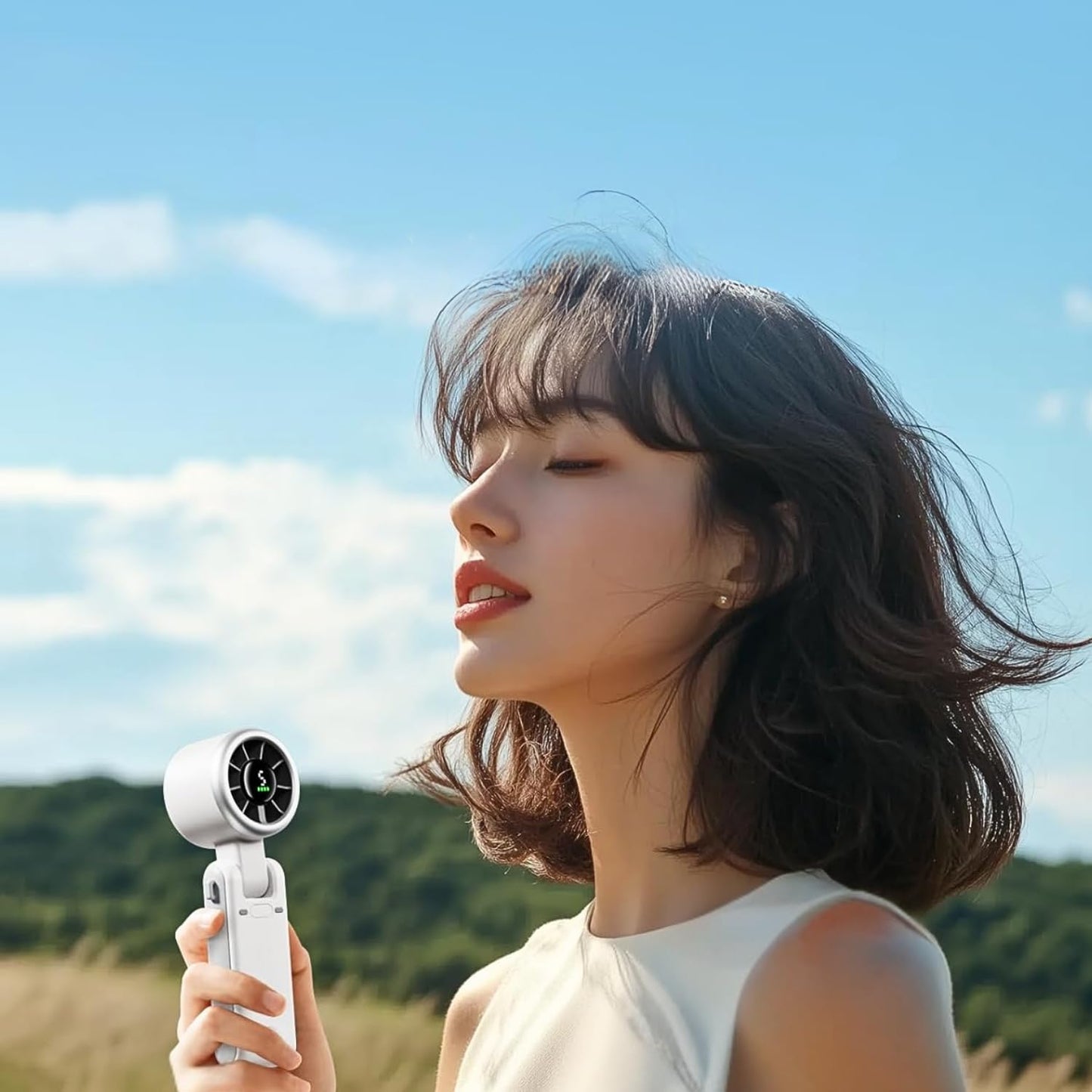 CPHUSA Portable Handheld Turbo Fan, 3 IN 1 Hand Fan with Air Turbo Tech Cooling, Up to 12 Working Hours, Quiet Personal for Outdoor, Travel, Camping