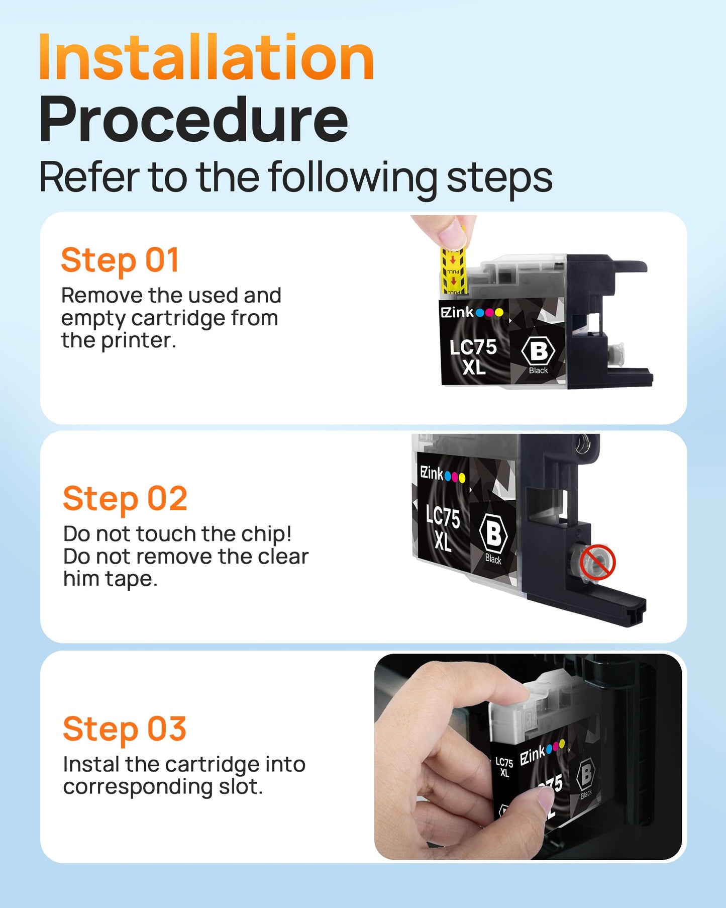 E-Z Ink Compatible Replacement for Brother LC75 LC71 Ink Cartridge 4 Black