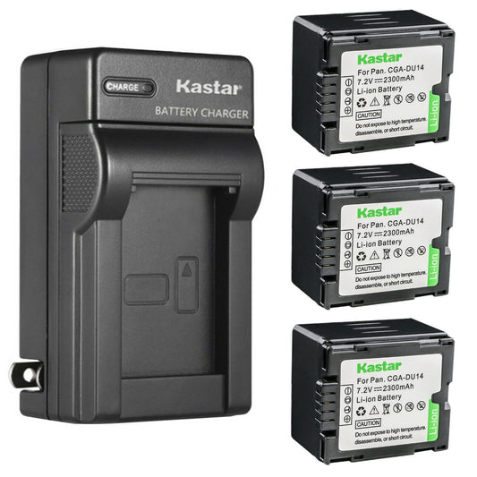 Kastar 3-Pack DZ-BP14 Battery and AC Wall Charger Replacement for Hitachi DZ-BX37 DZ-M7000V5 DZ-M8000V6 DZ-MV550A DZ-GX20 DZ-GX20A DZ-GX20E DZ-GX25M