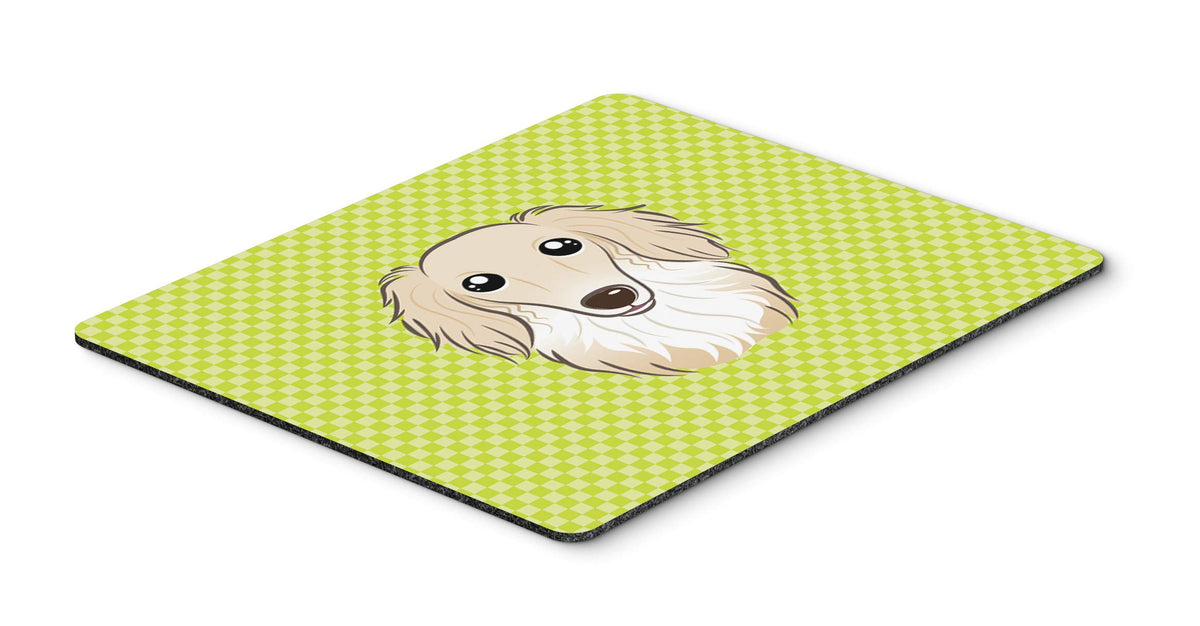 Caroline's Treasures BB1274MP Checkerboard Lime Green Longhair Creme Dachshund Mouse Pad, Hot Pad or Trivet, Large, Multicolor