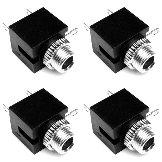3.5mm Mono TS Female Jack Socket, Panel Chassis Mount Solder Audio Connector, Black, 4 Pack