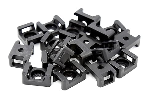iexcell 100 Pcs Black 9 mm Cable Tie Base Saddle Type Mount Wire Holder