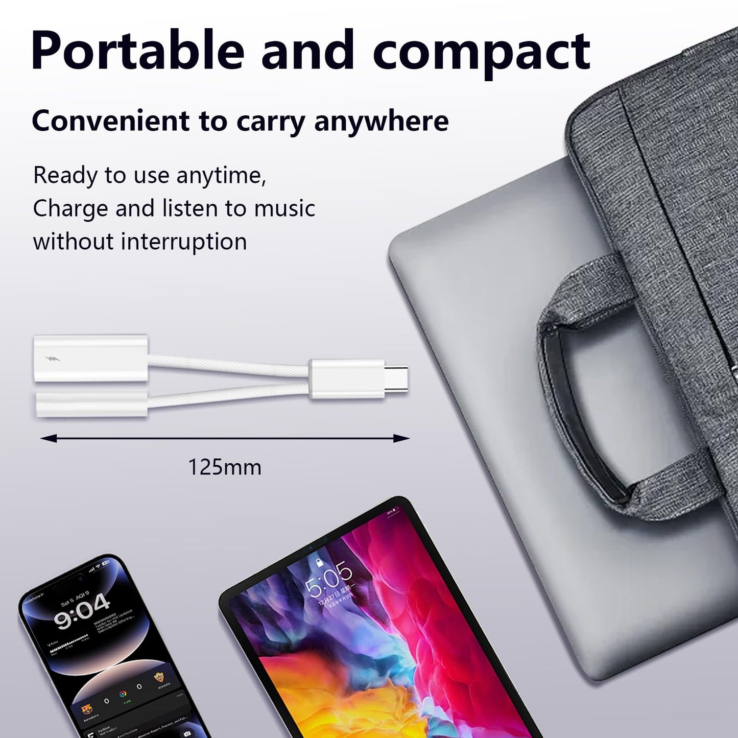 USB C to 3.5mm Headphone and Charger Adapter, 2-in-1 USB Type C to Aux Jack Dongle Cable with PD 60W Fast Charging for iPhone 15 16 17 Pro Max