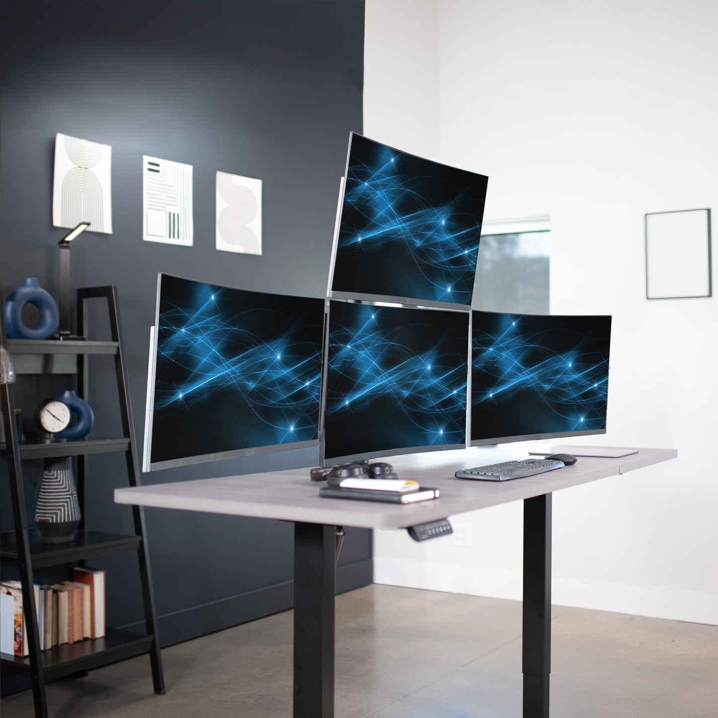 VIVO Quad Monitor 13 to 32 inch LED LCD Clamp-on Desk Mount, 3 Plus 1 Articulating VESA Computer Stand, Holds 4 Screens, Fully Adjustable for Home