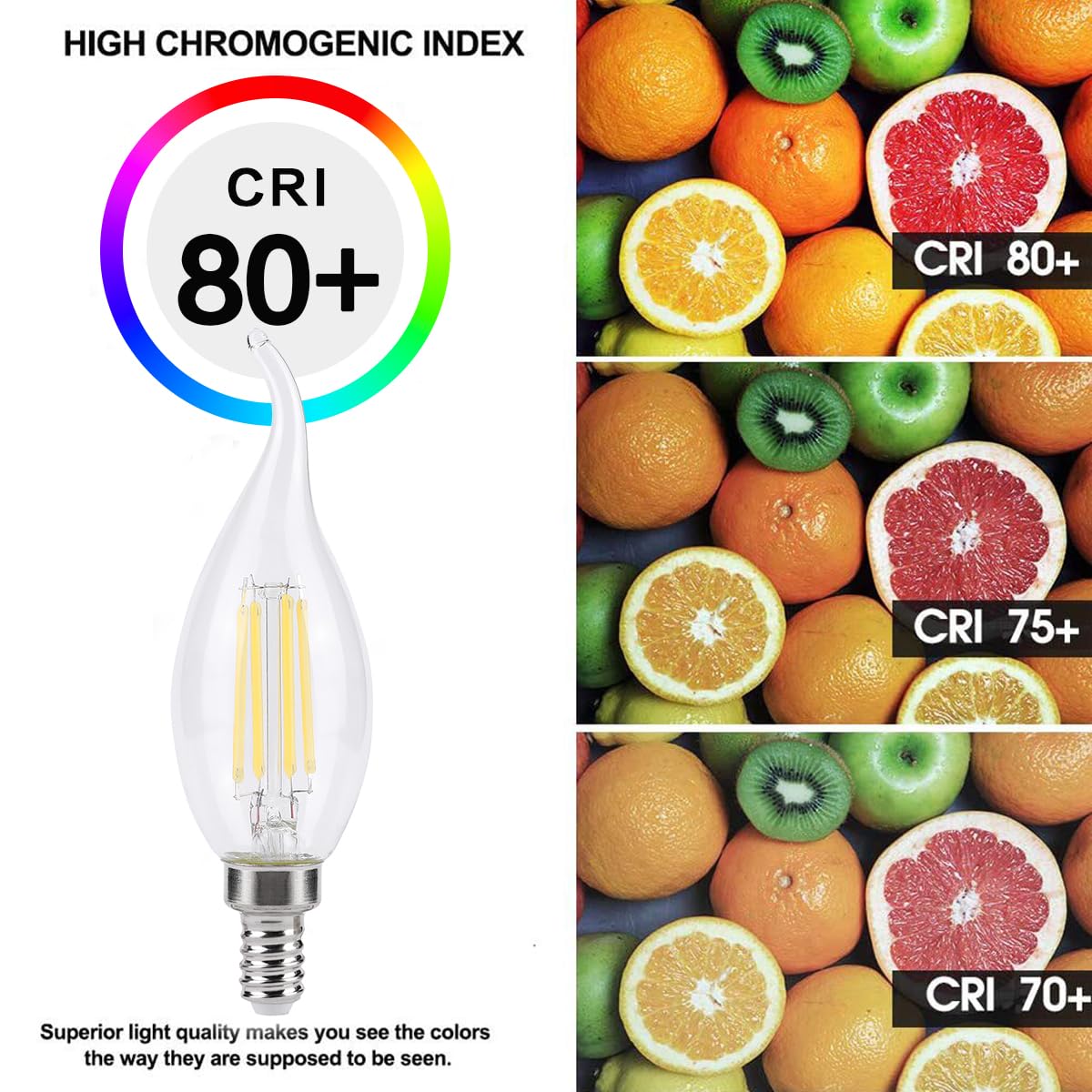 KINUR E12 B11 Candelabra led Light Bulbs 4 Watt (40 Watt Equivalent) 5000K Soft White CA11 Flame Candle Light Bulb Pendants Wall sconces Non-Dimmable