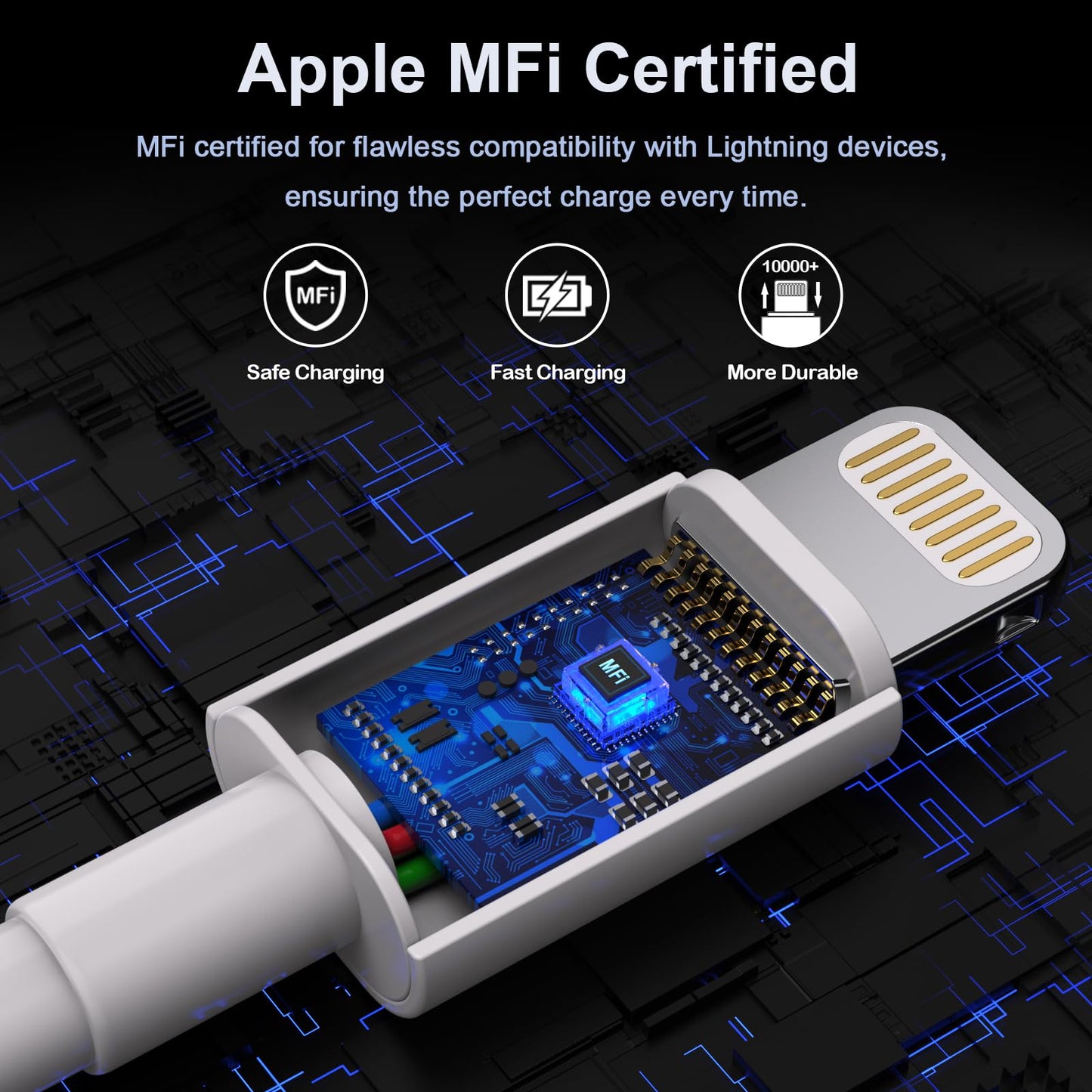 iPhone Charger 6Pack(3/3/6/6/6/10 FT) Apple MFi Certified Lightning Cable Fast Charging iPhone Charger Cord TPE Durable Braided USB Charging Cords…