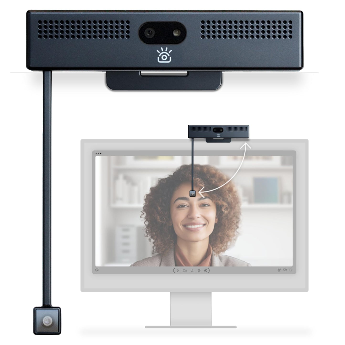 iContact Camera ProHello 4K HD Webcam with Eye Contact, Windows Hello Facial Recognition, Noise Cancelling Mics, USB Plug & Play for Mac, PC & Linux