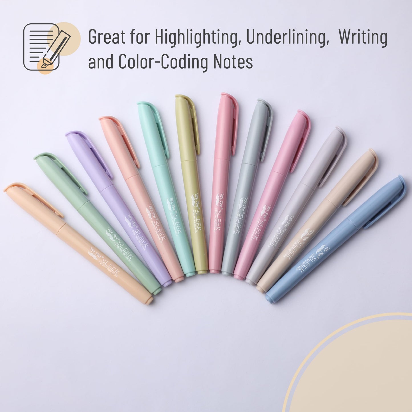 Mr. Pen- Highlighters, 12 Pack, Pastel Colors, Chisel Tip, Quick-Dry