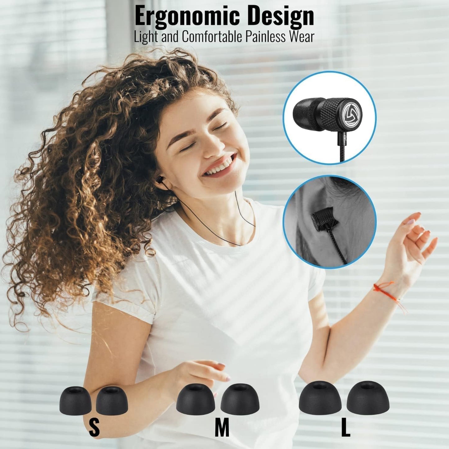 LUDOS Ultra Wired Earbuds in-Ear Headphones, 5 Years Warranty, Earphones with Microphone, Noise Isolating Ear Buds, Memory Foam for iPhone, Samsung