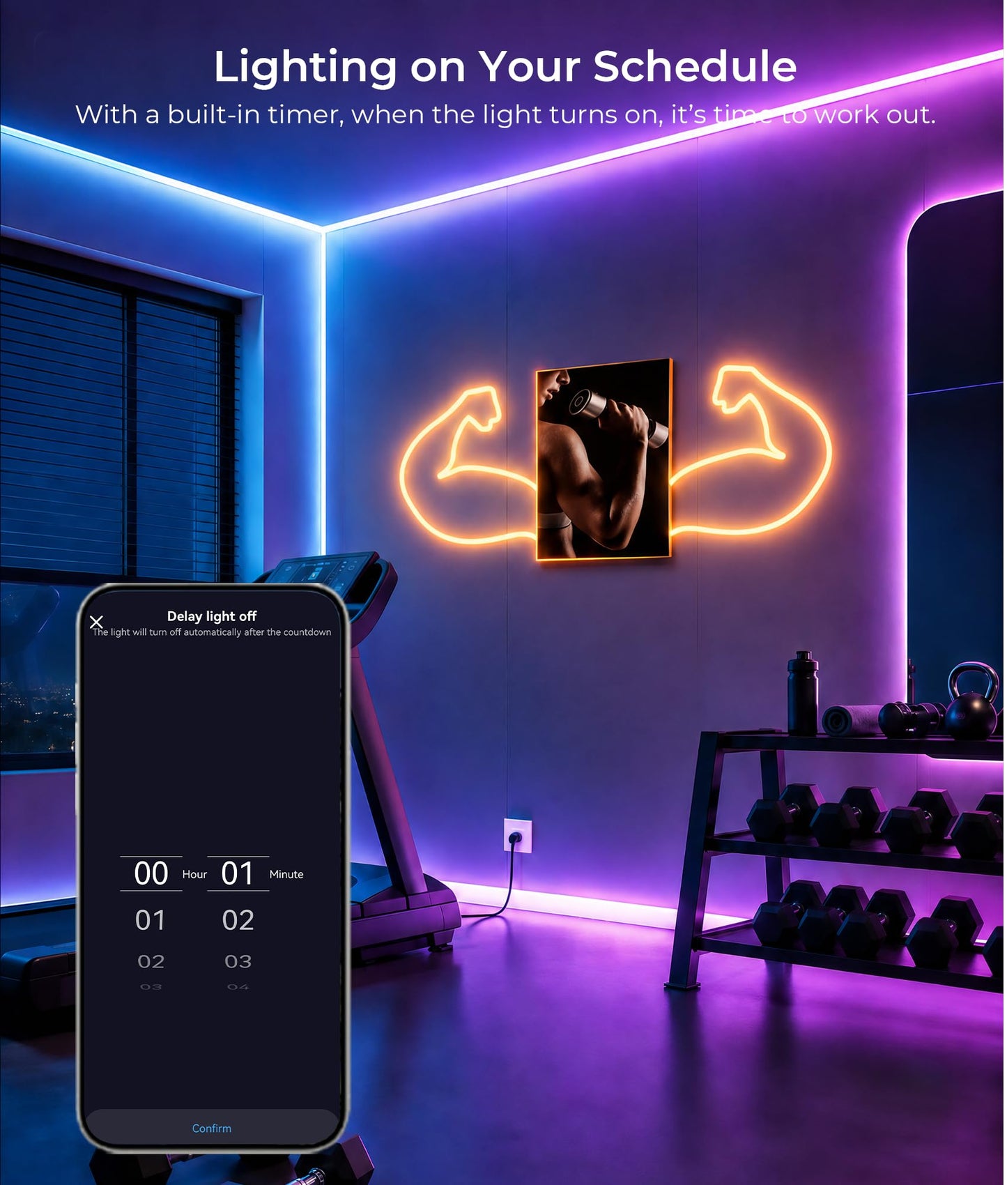 DeckTok LED Strip Light 9.84ft, RGB IP65 Waterproof LED Lights, Smart Strip Light with Music Sync, Timer, Color Changing, Compatible with Alexa