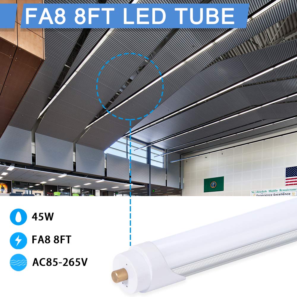 ONLYLUX 8ft LED Bulbs,12 Pack 45W 5400LM, 6000k, Milky Cover