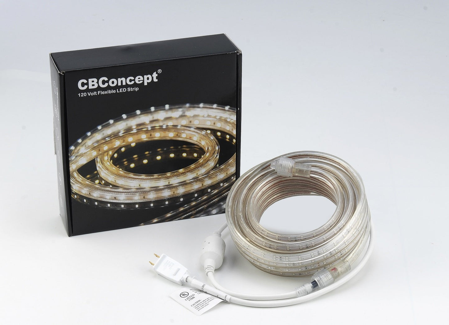 CBConcept UL Listed, 30 Feet, Super Bright 8100 Lumen, 3000K Warm White, Dimmable, 110-120V AC Flexible Flat LED Strip Rope Light, Commercial Grade