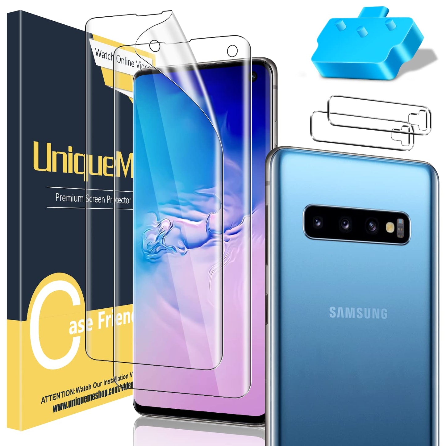 UniqueMe [3+2 Pack] Compatible with Samsung Galaxy S21 FE Screen Protector and Camera Lens Protector Tempered Glass [Easy Installation Tool][Bubble