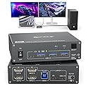 USB C KVM Switch 4K@60Hz, Reyoten 2 Monitors 2 Computers(1 PC & 1 Laptop) KVM, Share 2 Displays & 3 USB3.0 Devices with PD Power and Wired Remote