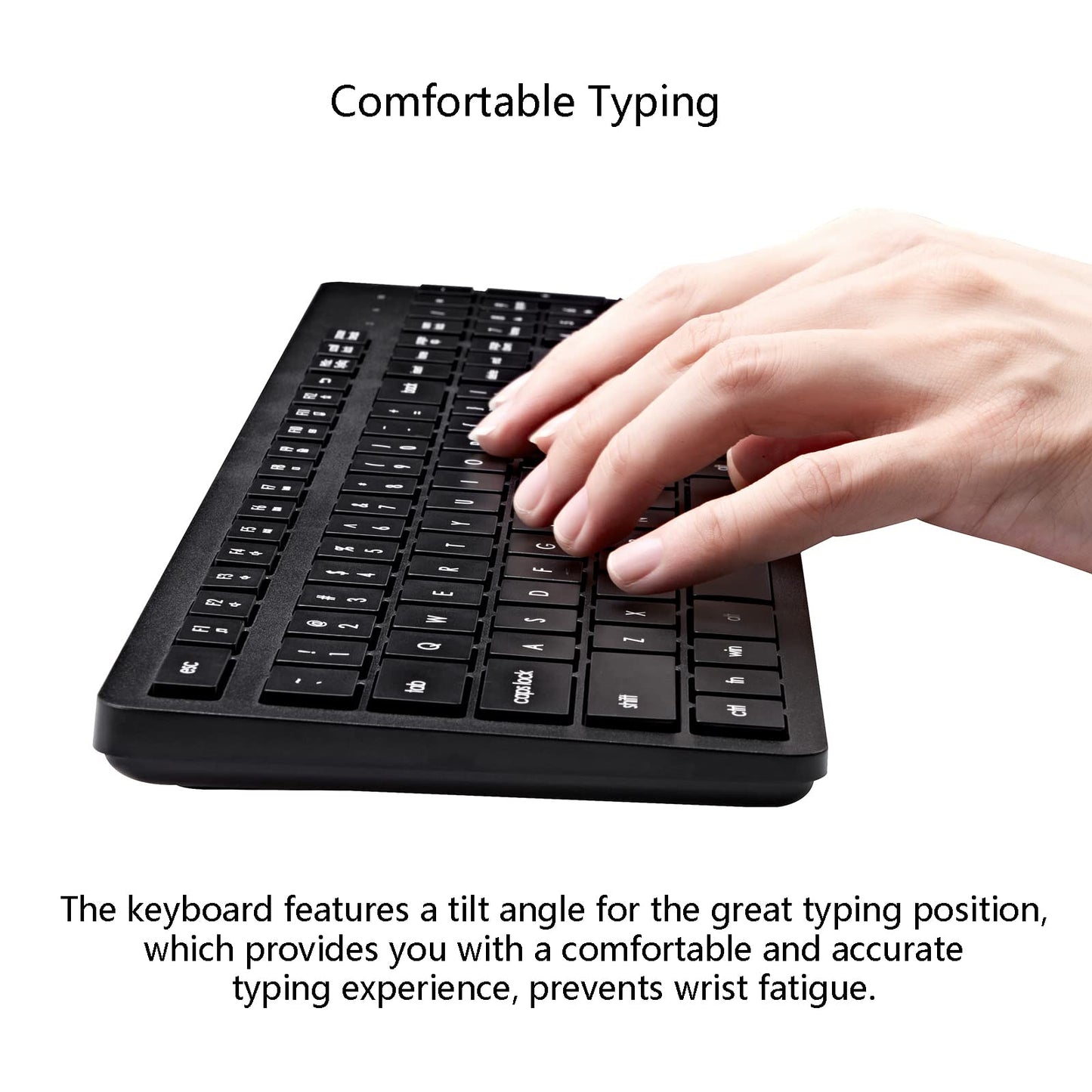 Wireless Keyboard and Mouse Combo, 2.4G Silent Cordless Keyboard Mouse Combo for Windows Chrome Laptop Computer PC Desktop, 106 Keys Full Size