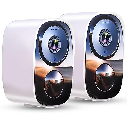 2026 Upgraded 2K Security Cameras Wireless Outdoor (2 Pack), Free Cloud Storage, Long Battery Life, AI Motion Detection, Spotlight & Siren