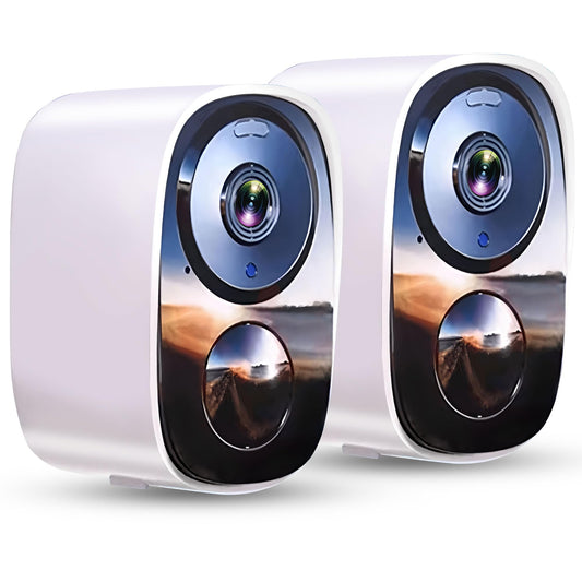 2026 Upgraded 2K Security Cameras Wireless Outdoor (2 Pack), Free Cloud Storage, Long Battery Life, AI Motion Detection, Spotlight & Siren