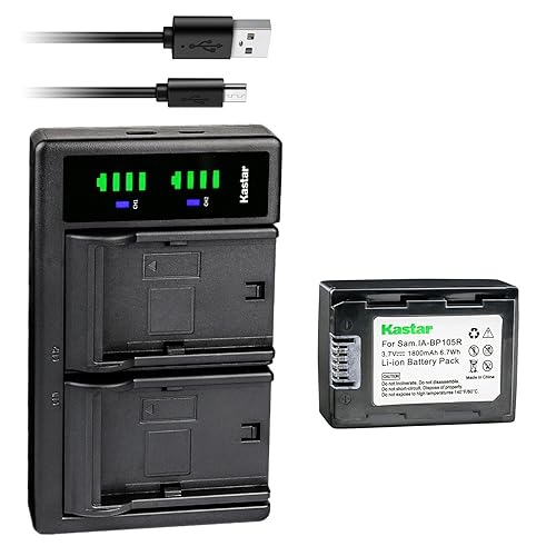 Kastar 1-Pack IA-BP105R Battery and LTD2 USB Charger Replacement for Samsung HMX-F800BN/XAA, HMX-F800SN/XAA, HMX-F90, HMX-F90BN, HMX-F90BN/XAA