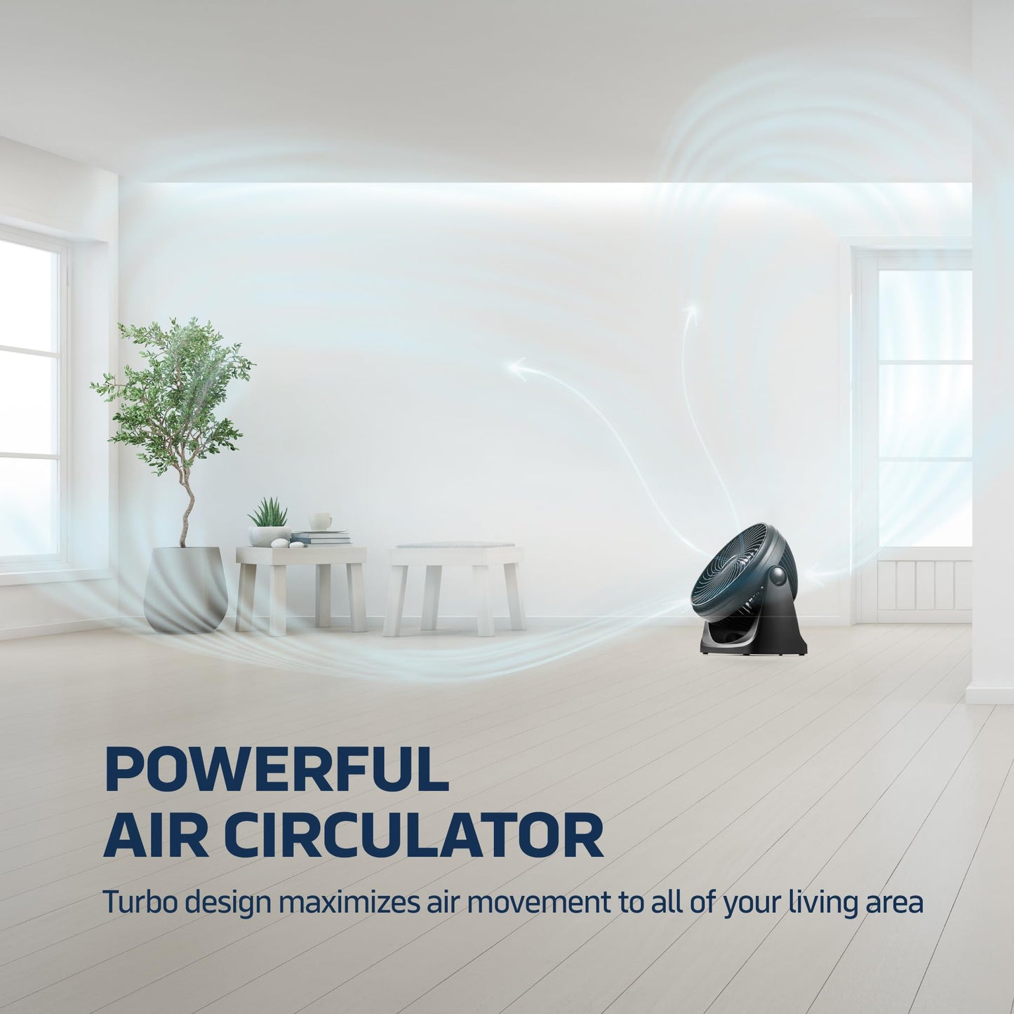 NEXAIR 7" Air Circulator Portable Turbo Fan, 3 Speed Adjustable Desk fan Powers Cool Air-Waves Up To 25ft, Quiet Operating Fan For Bedroom, Made