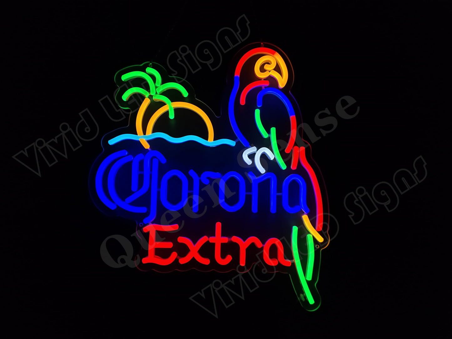 Queen Sense 16"x14" Coronas Extra Parrot LED Neon Sign for Wall Decor USB Powered Dimmable LED Lights Signs Man Cave Bar Pub Beer Art Gift BH700