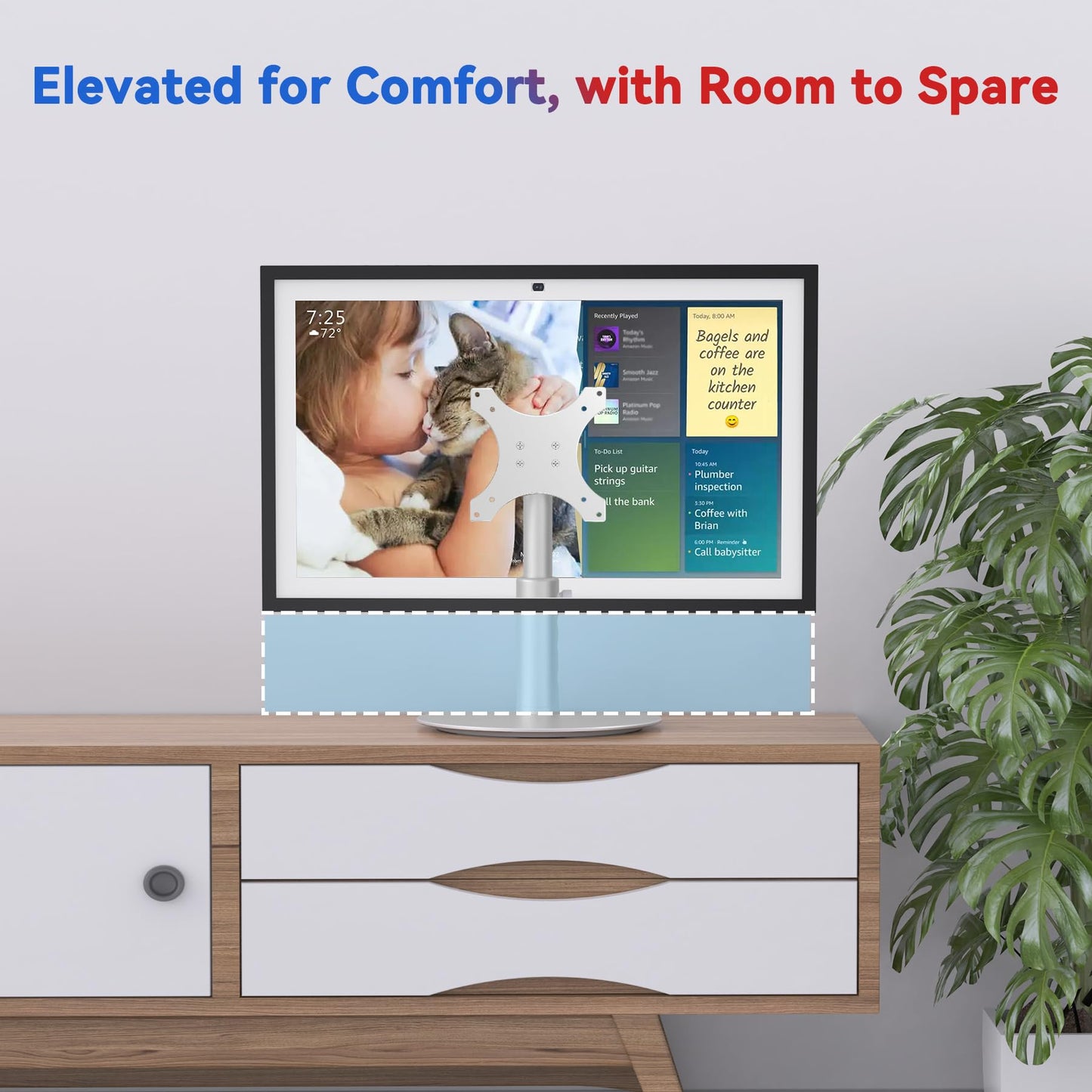 ITSHOM Stand for Echo Show 15 (1st, 2nd Gen), Echo Show 21 with Swivel and Tilt Design, 4-Level Height Settings, Aluminum Mount Stand for Show 21