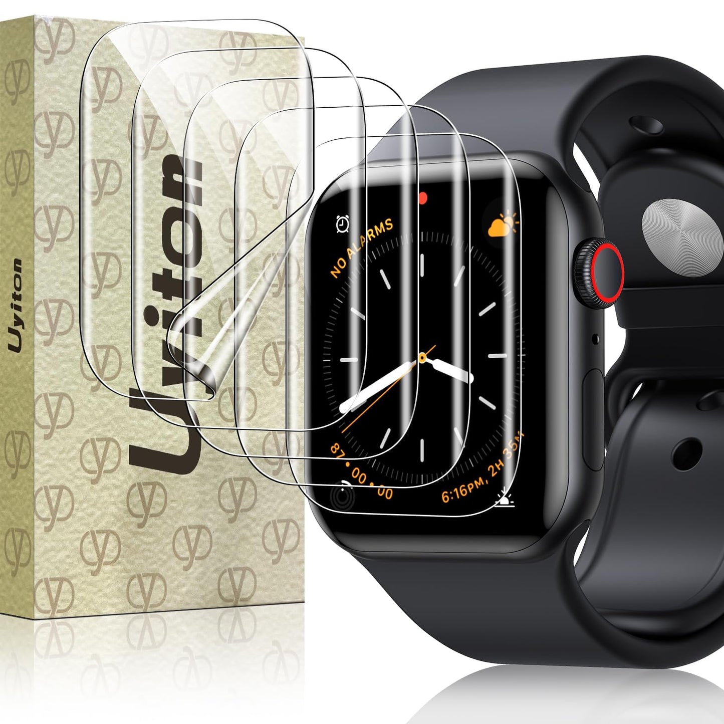 Uyiton Bubble-Free Screen Protector for Apple Watch Series 9/8/7 45mm, TPU Film, 2 Pack