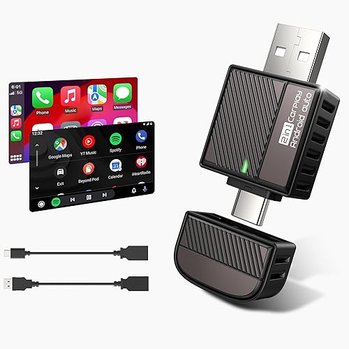 ByteWave Wireless Android Auto & CarPlay Adapter 2-in-1 Converts Wired to Wireless 2025 Upgraded, Plug-and-Play Dongle with Low Latency, Connect