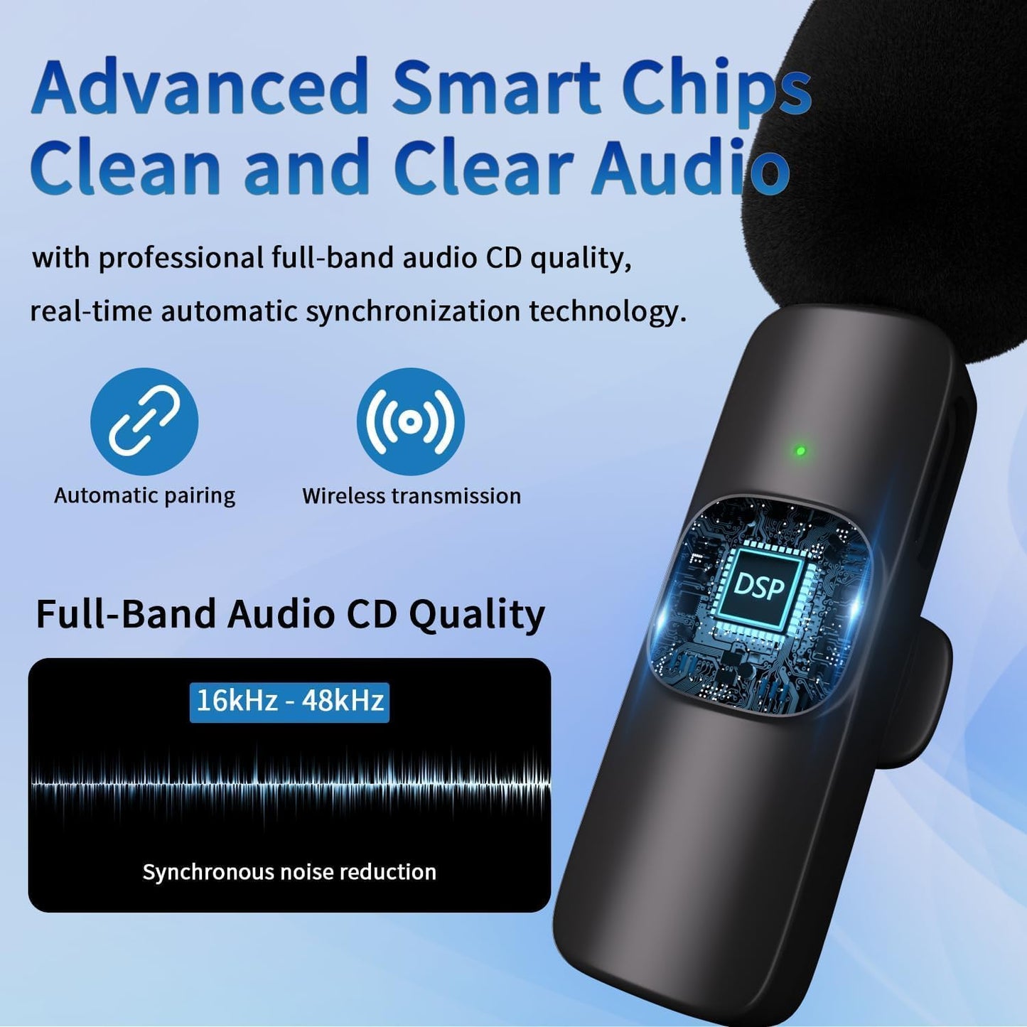 voijump Professional Wireless Microphone for iPhone, iPad, Cordless Lavalier Lapel Omnidirectional Condenser Recording Mic for Video Recording, Live