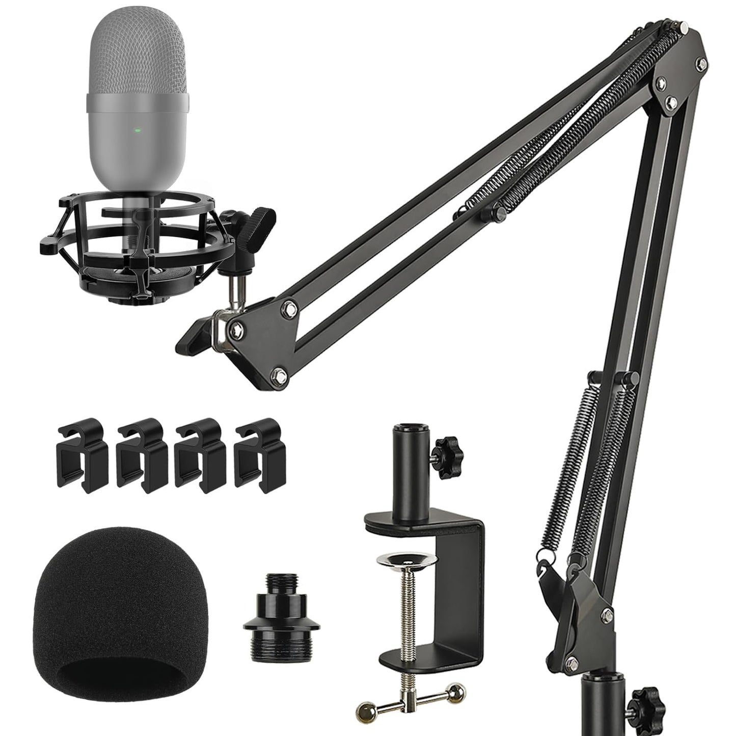 Razer Seiren Mini Boom Arm Mic Stand with Pop Filter, Shock Mount, Upgraded Heavy Duty Clamp, Adjustable Suspension Scissor Boom Arm Stand for Razer