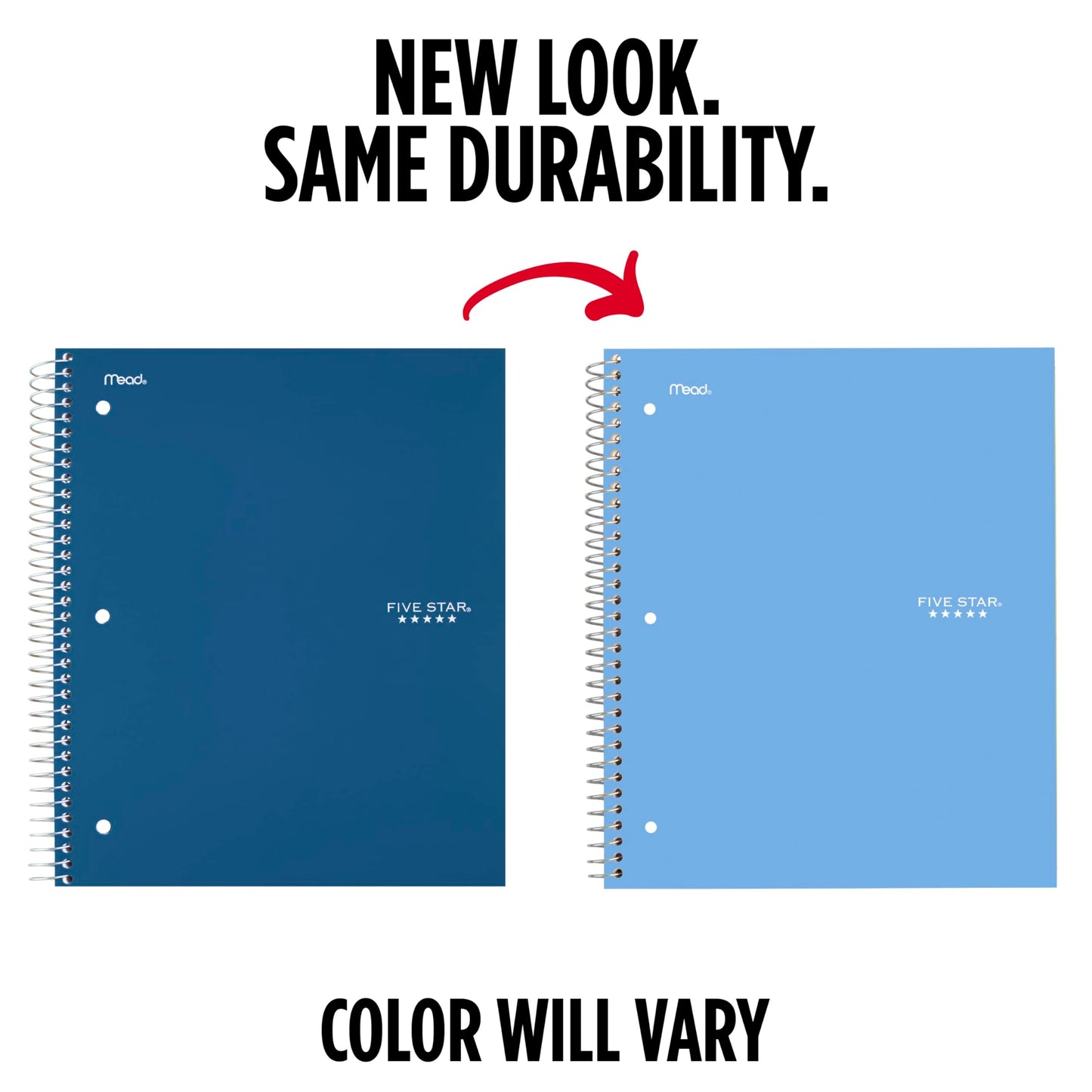 Five Star Spiral Notebook + Study App, 1 Subject, College Ruled Paper, 8.5" x 11", 100 Sheets, Blue (Color May Vary) (72565)