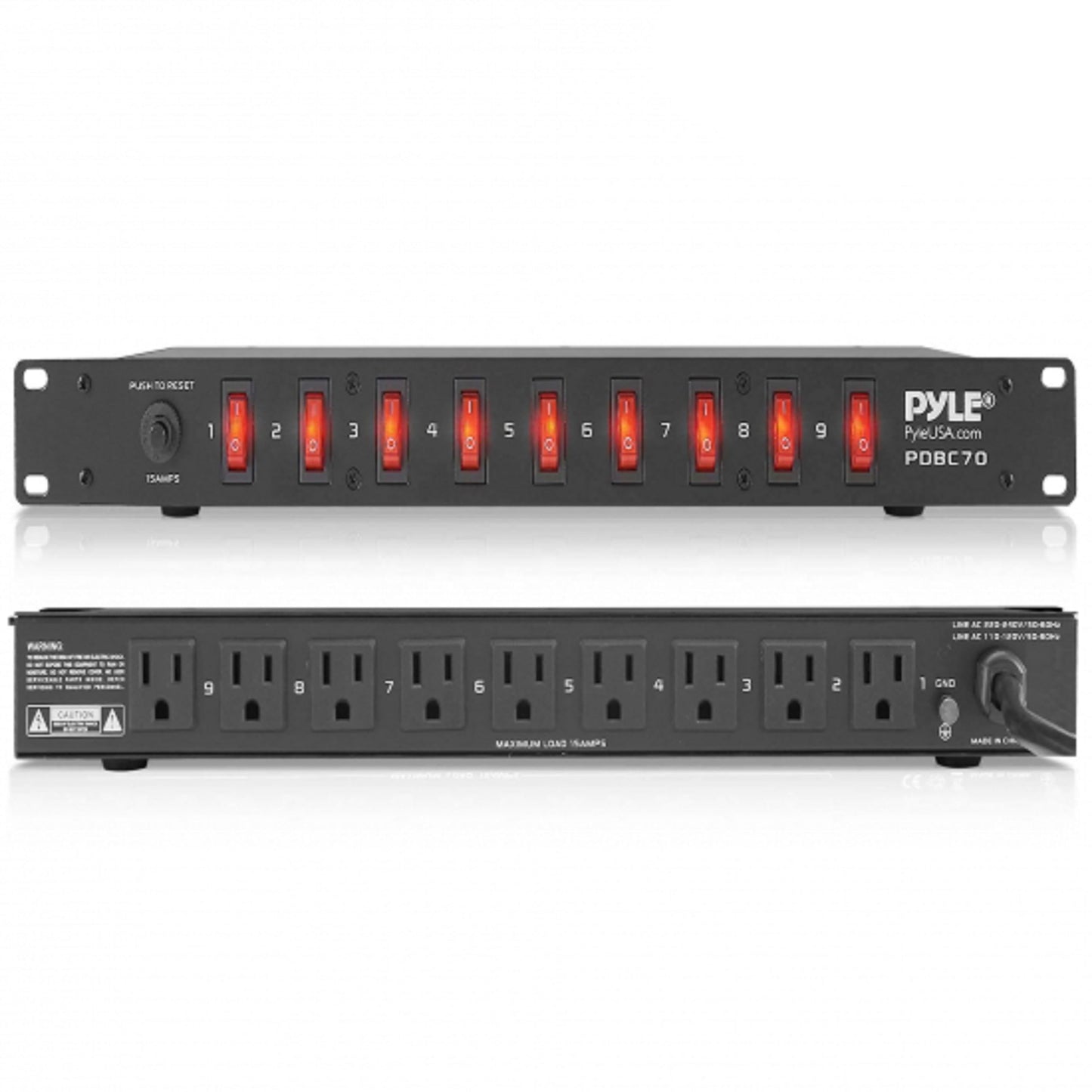 PDU Power Strip Surge Protector - 150 Joule 9 Outlet Strips Surge Protector Heavy Duty Electric Extension Cord Strip - 1U Rack Mount Protection Power
