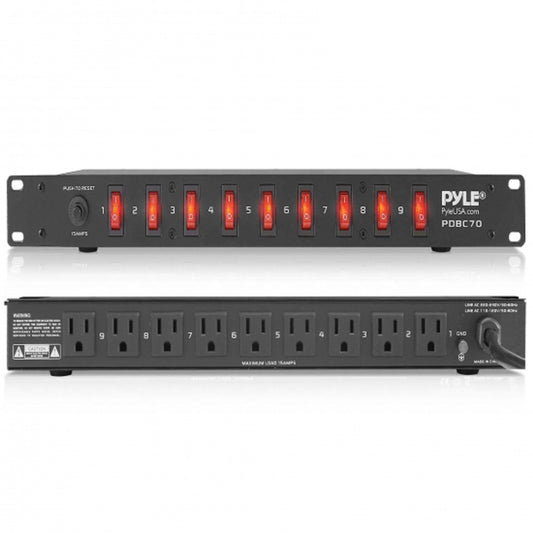 PDU Power Strip Surge Protector - 150 Joule 9 Outlet Strips Surge Protector Heavy Duty Electric Extension Cord Strip - 1U Rack Mount Protection Power