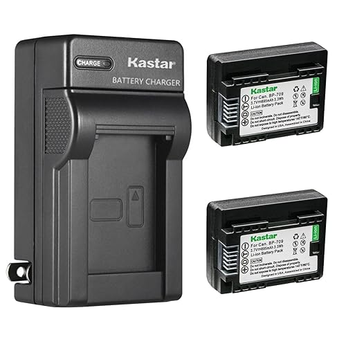 Kastar 2-Pack BP-709 Battery and AC Wall Charger Replacement for Canon VIXIA HF R300 HFR300, VIXIA HF R400 HFR400, VIXIA HF R500 HFR500, VIXIA HF R600