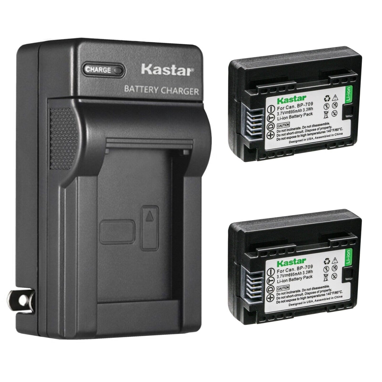Kastar 2-Pack BP-709 Battery and AC Wall Charger Replacement for Canon VIXIA HF R300 HFR300, VIXIA HF R400 HFR400, VIXIA HF R500 HFR500, VIXIA HF R600