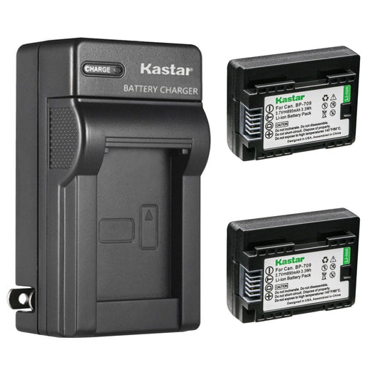 Kastar 2-Pack BP-709 Battery and AC Wall Charger Replacement for Canon VIXIA HF R300 HFR300, VIXIA HF R400 HFR400, VIXIA HF R500 HFR500, VIXIA HF R600