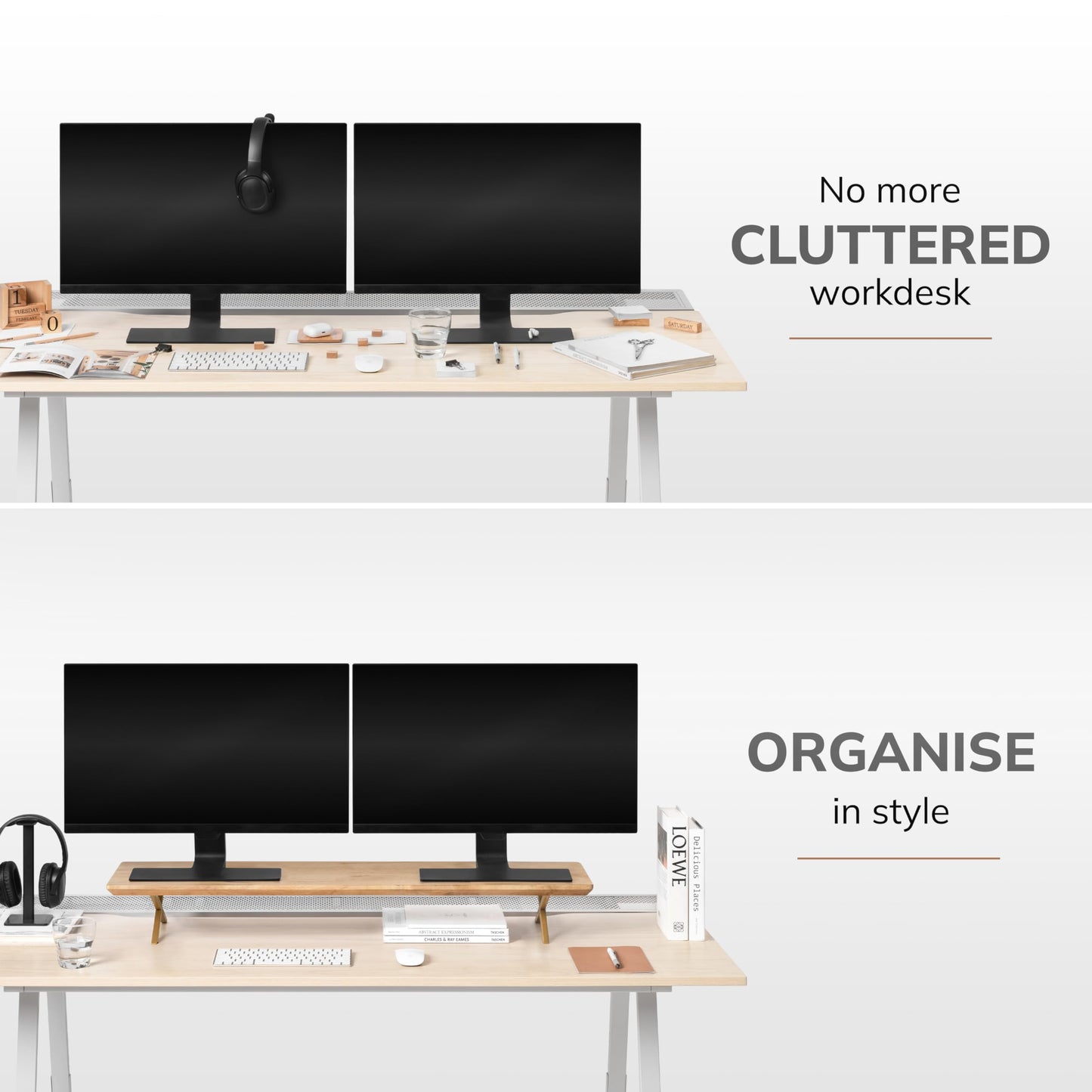Anji Mountain Monitor Stand - Desktop Organizer & Laptop Riser, Ergonomic Monitor Riser, Space-Saving Monitor Stand for Desk, Durable Construction
