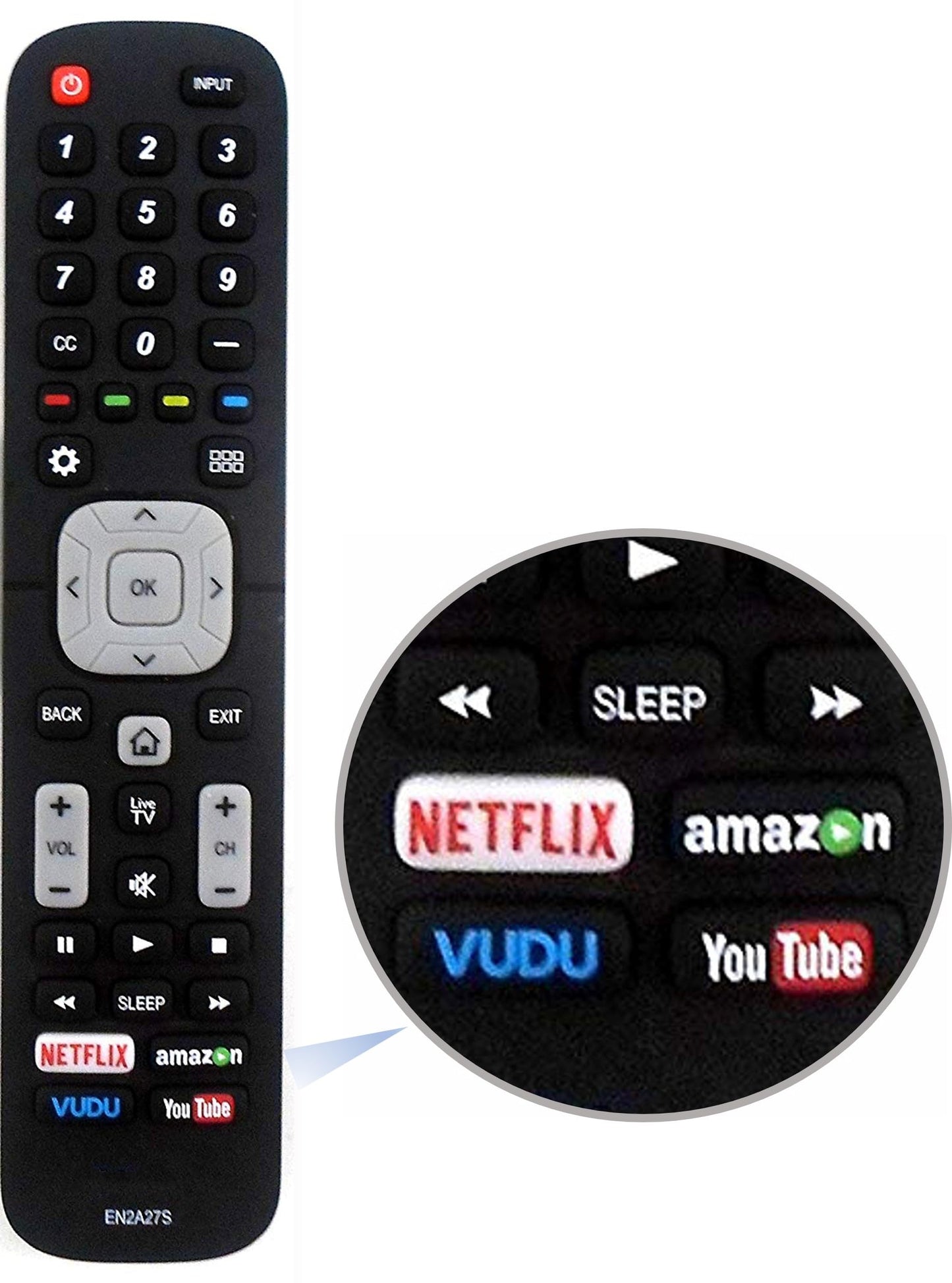 EN2A27S Remote Control Replacement for All Sharp 4K Ultra LED Smart HDTV 55H6B, 50H7GB, 50H6B, N6200U,