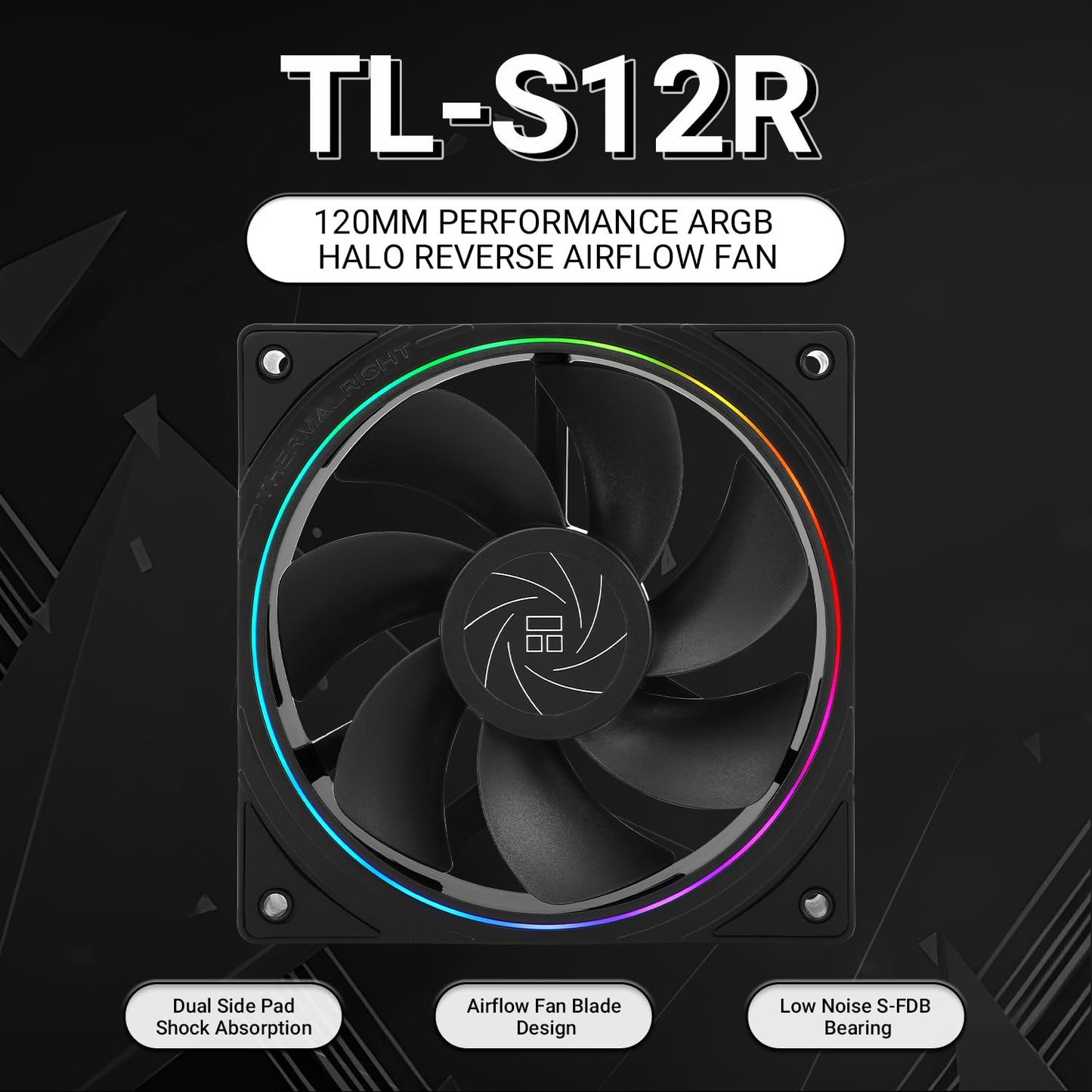 Thermalright TL-S12R CPU Fan,Case Cooler Fan, Silent Computer Reverse Under 23.2dB(A) for Case CPU Liquid Cooler and CPU Air Cooler, Quiet CPU Reverse